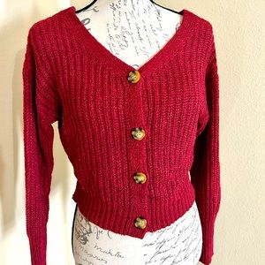 Beautiful Red Button Up Sweater